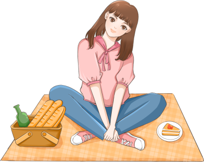 盘腿坐在餐垫上的女生