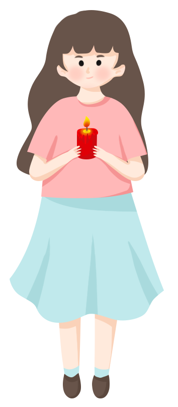 手捧蜡烛的小女孩