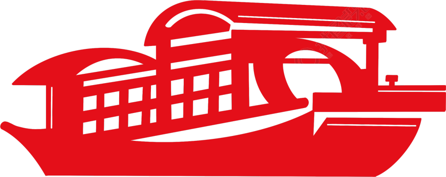 红色剪纸小船