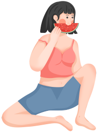 女孩吃西瓜图片