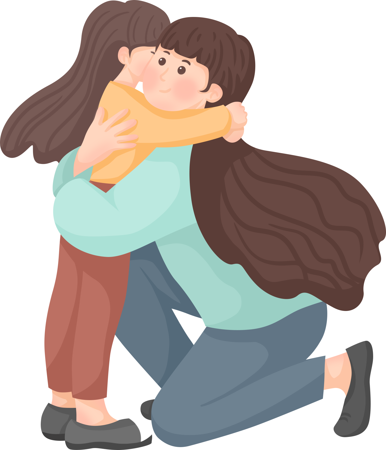 妈妈拥抱她的宝宝。关于母爱和童爱的插图插画图片素材_ID:400685804-Veer图库