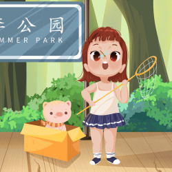 捉蜻蜓的小女孩图片