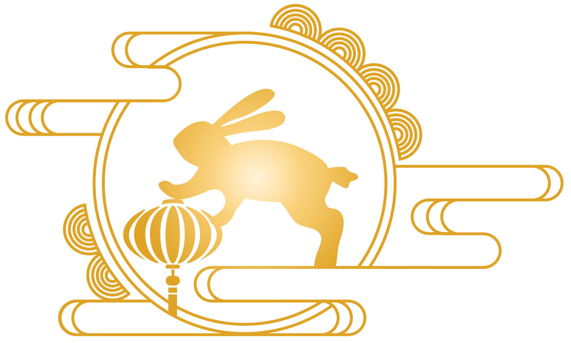 中秋节剪纸玉兔元素