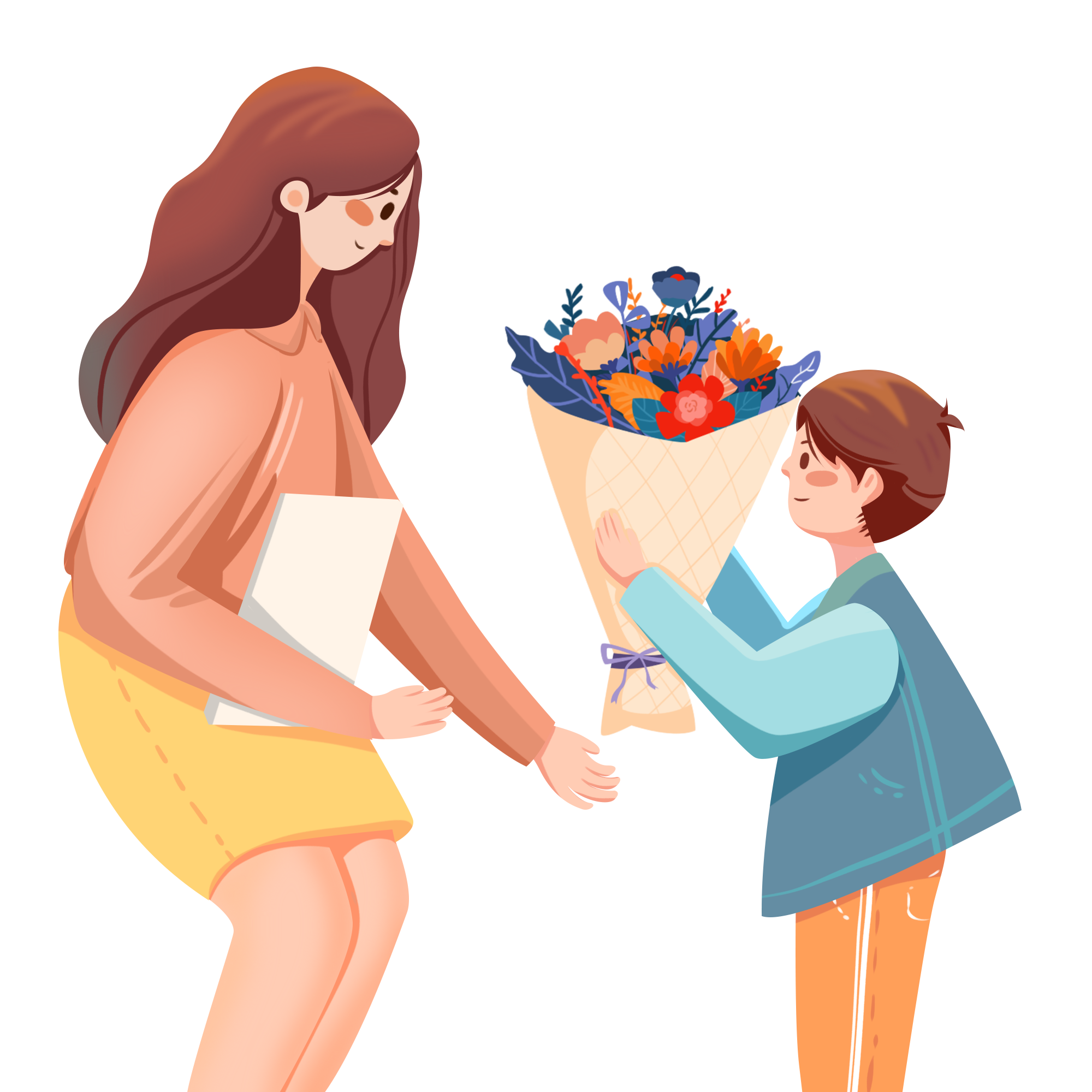 学生送花