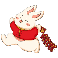 兔子鞭炮喜庆卡通