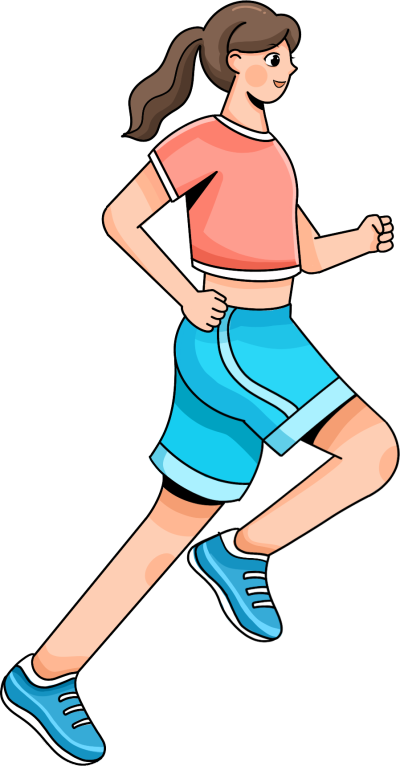 跑步女生图片卡通女孩运动体育