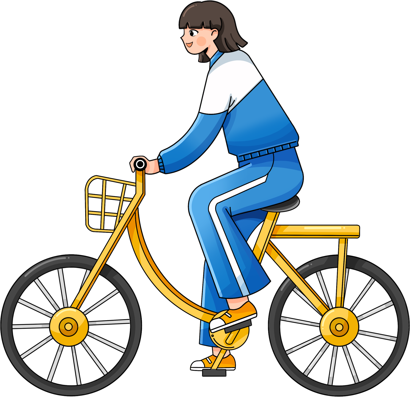母亲节母亲骑自行车载孩子上学插画图片-千库网
