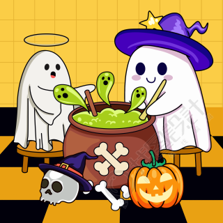 万圣节南瓜卡通元素              