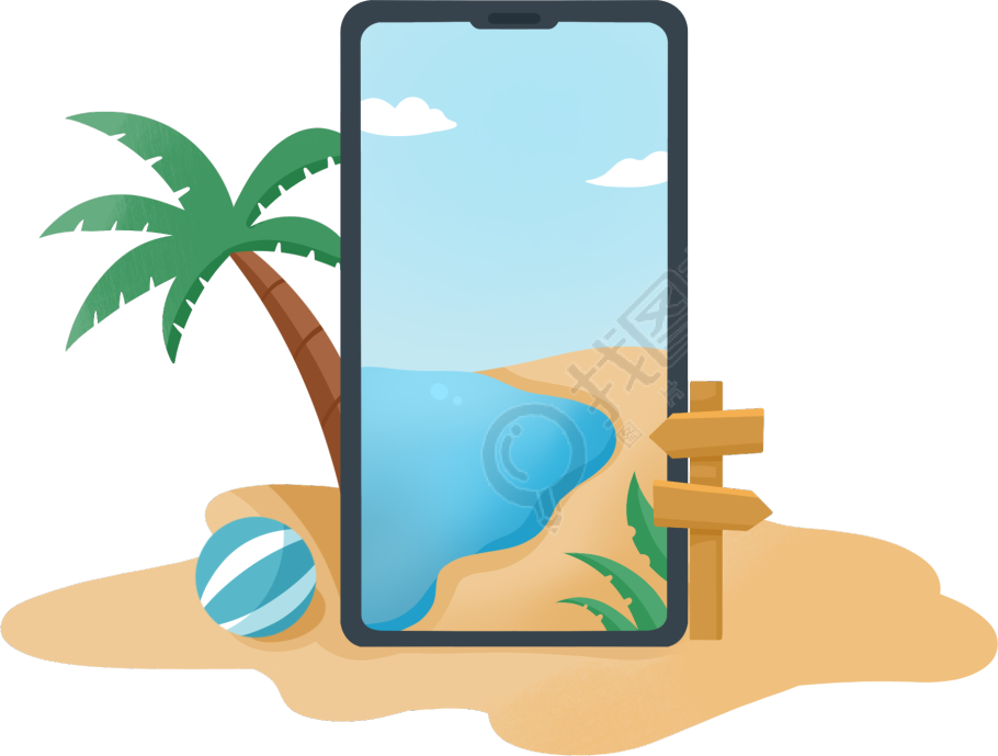 海景手机图片沙滩椰树排球