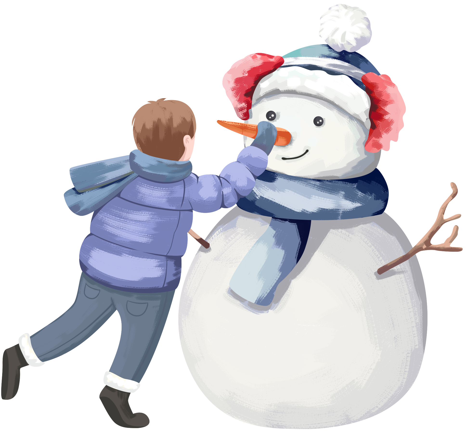 堆雪人冬天立冬男孩