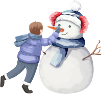 堆雪人冬天立冬男孩