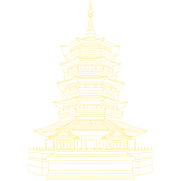 国潮手绘线条黄色古建筑图片
