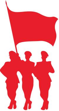 军人举起庄重剪影