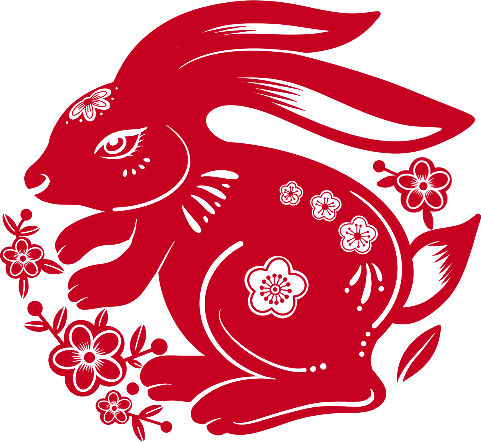 兔子花边剪纸图片