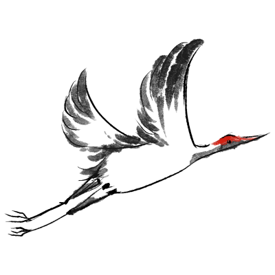 国风手绘丹顶鹤图片