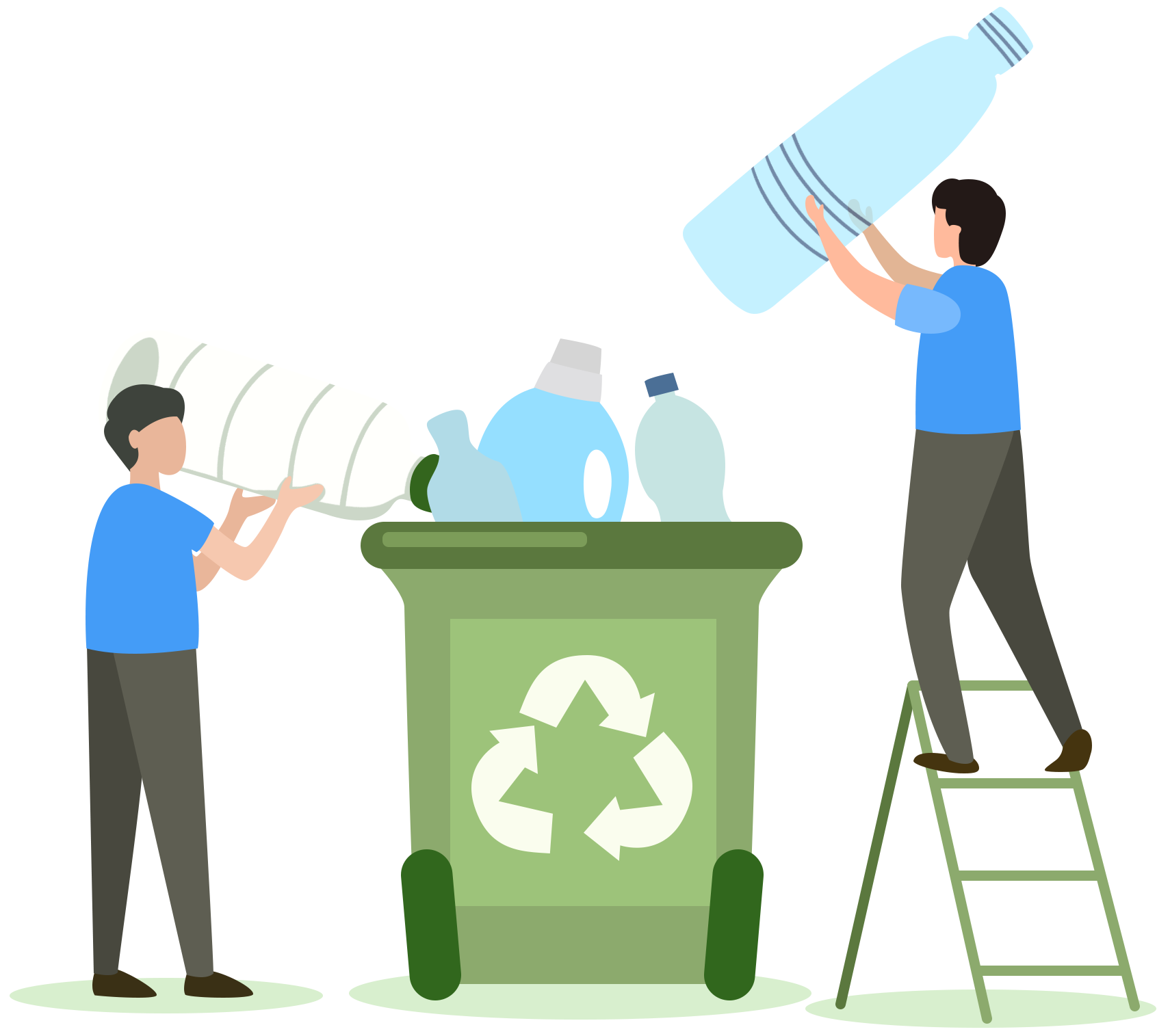 环保扔垃圾插画图片怎么画？