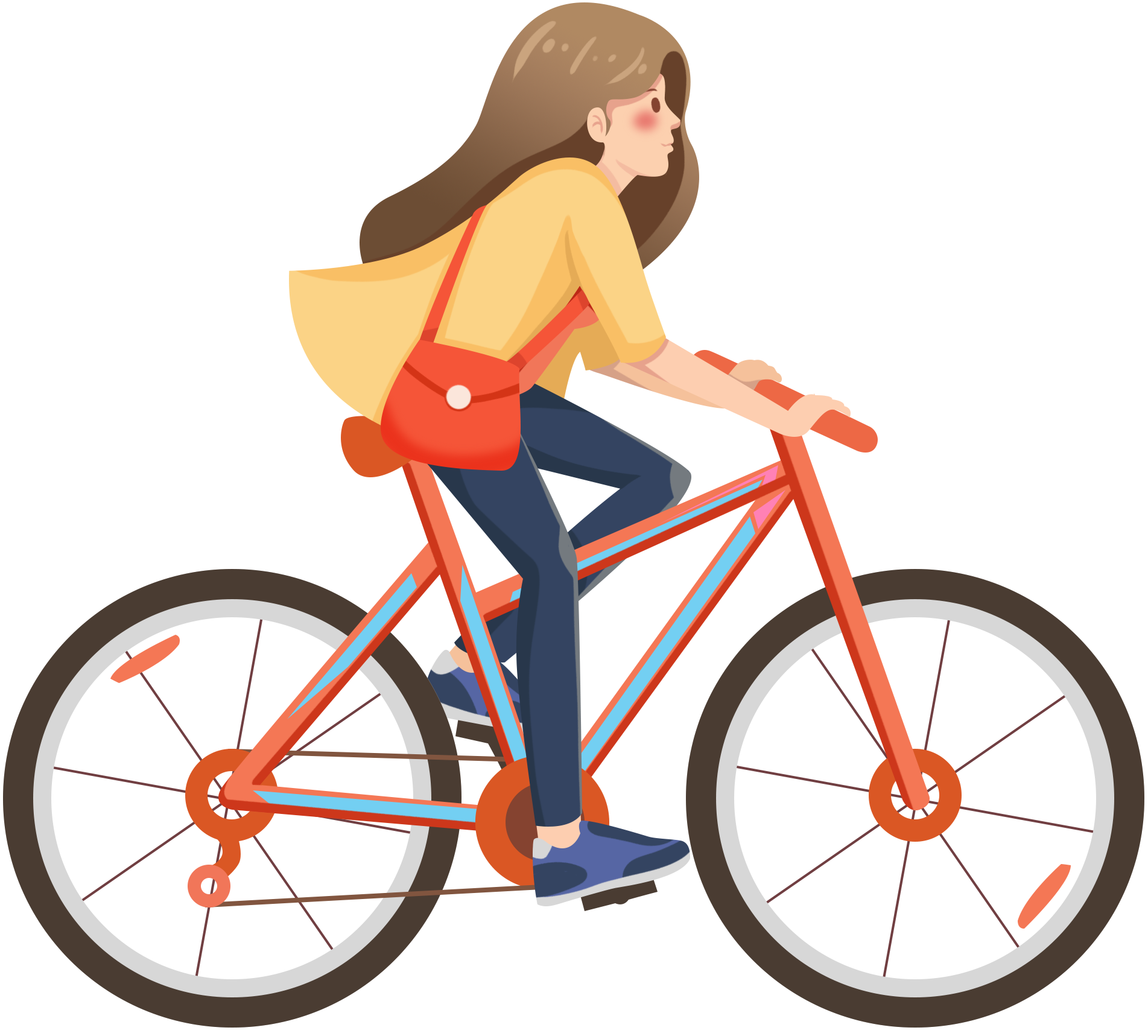 卡通双人骑自行车素材免费下载 - 觅知网
