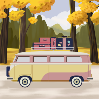 秋天秋游面包车