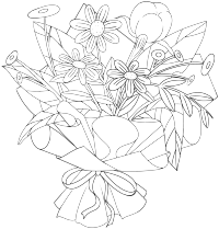 花束鲜花感恩节线稿