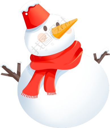 冬天卡通红围巾雪人图片