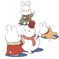 兔年小兔子打雪仗图片