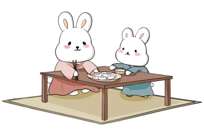 兔年小兔子吃饺子图片