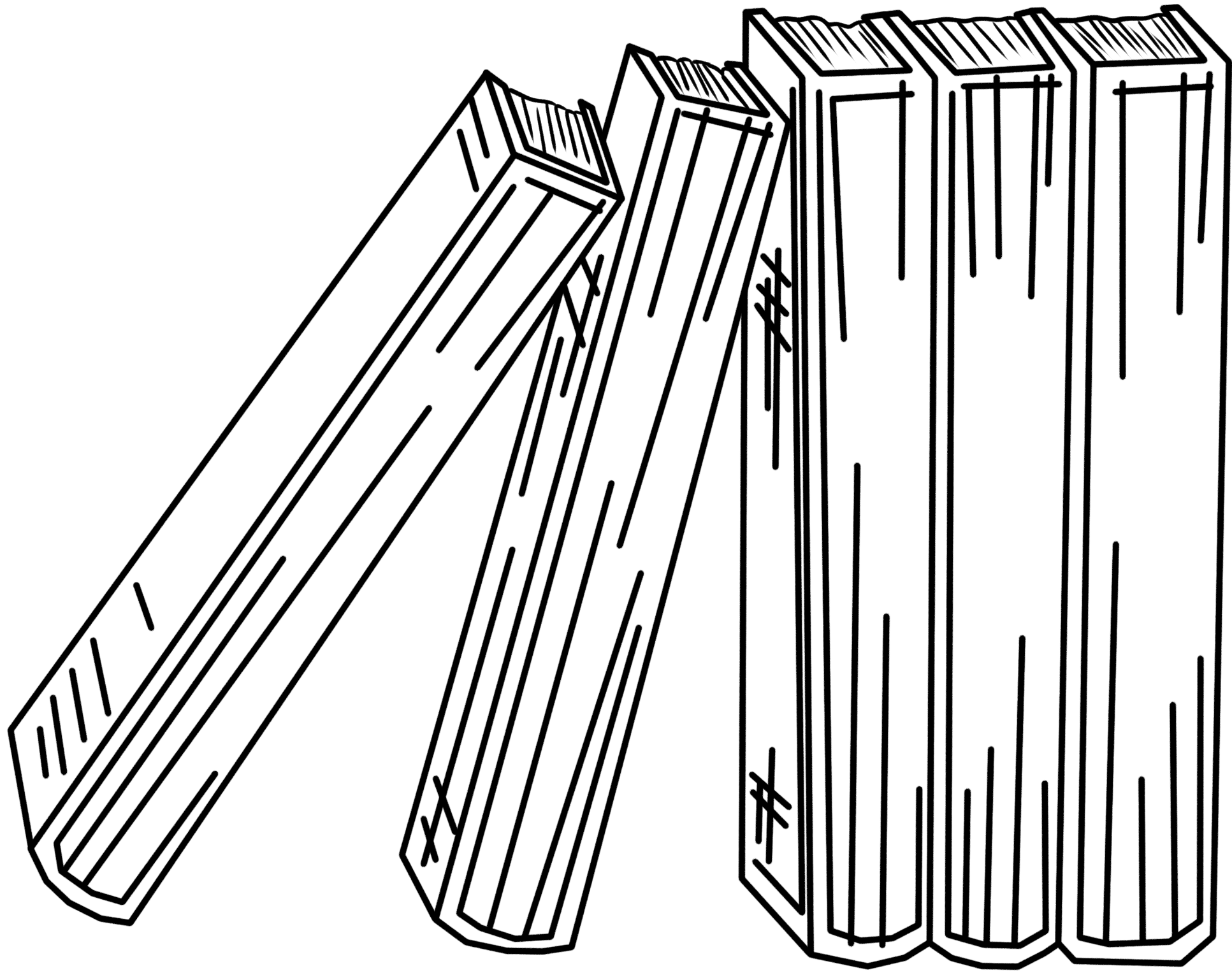 书籍摆放线条手绘线稿