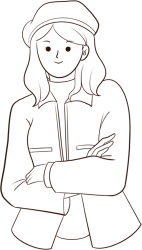 职场半身戴帽女生线稿