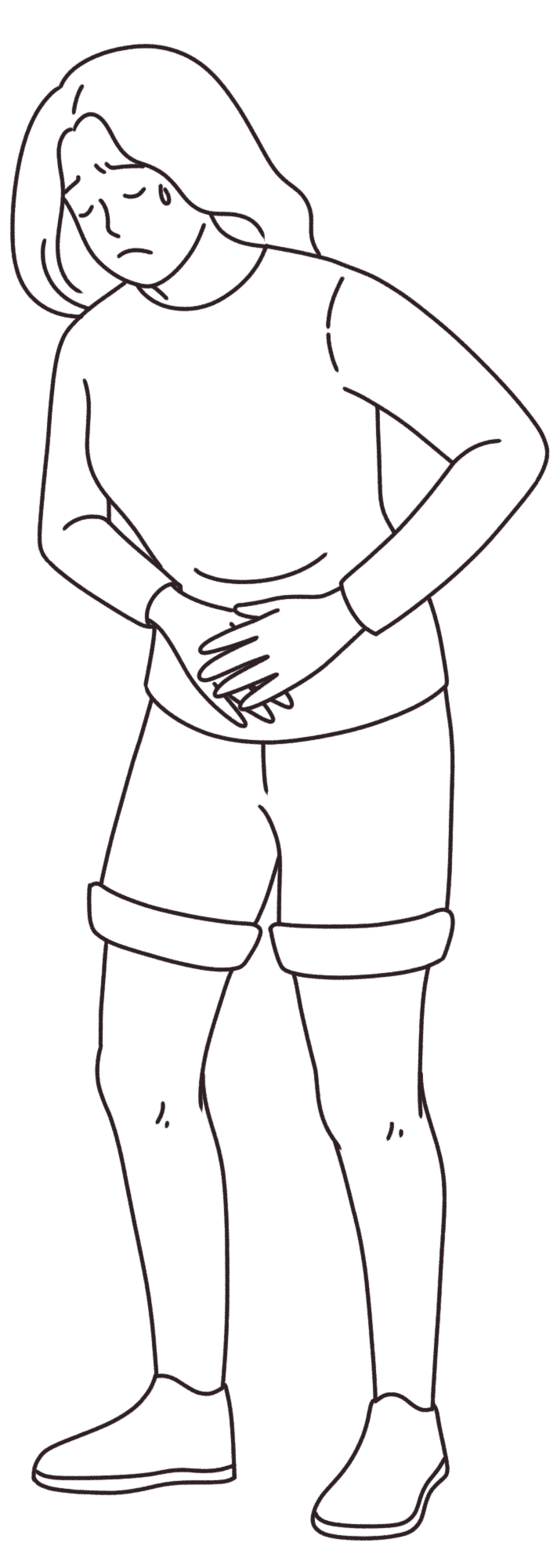 肚子疼腹痛卡通女孩线稿