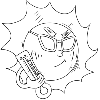 高温太阳夏日炎热线稿