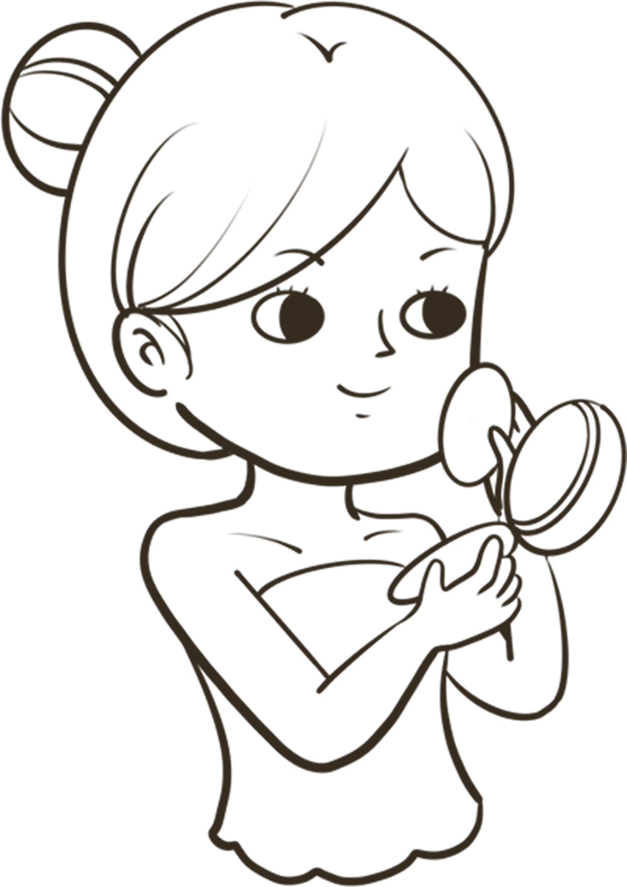 爱美化妆女生线稿