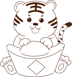 老虎元宝虎年素材线稿