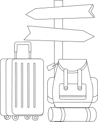路标行李旅游出行线稿