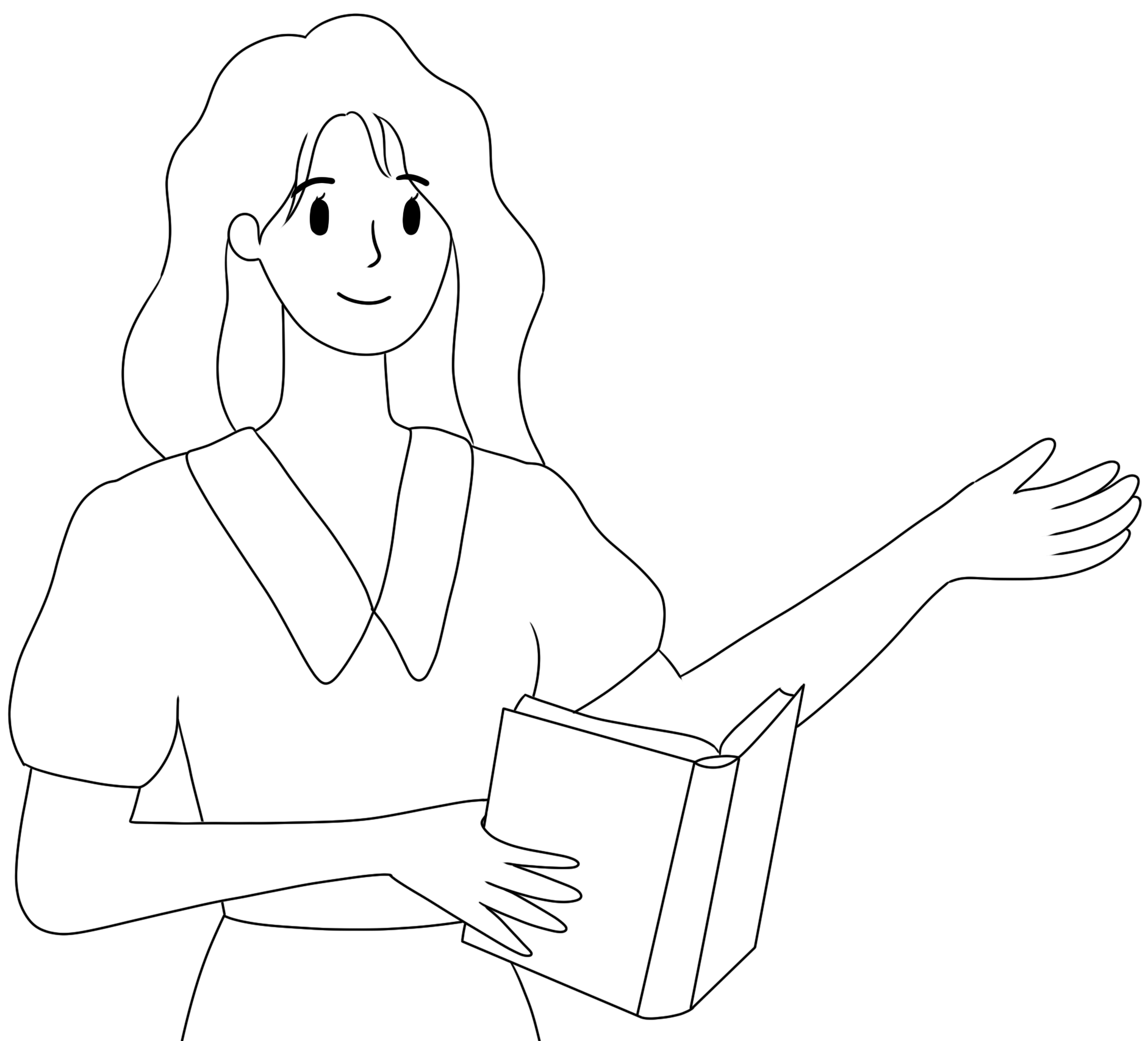 学校教育女讲师线稿