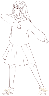 女青年学生人物线稿