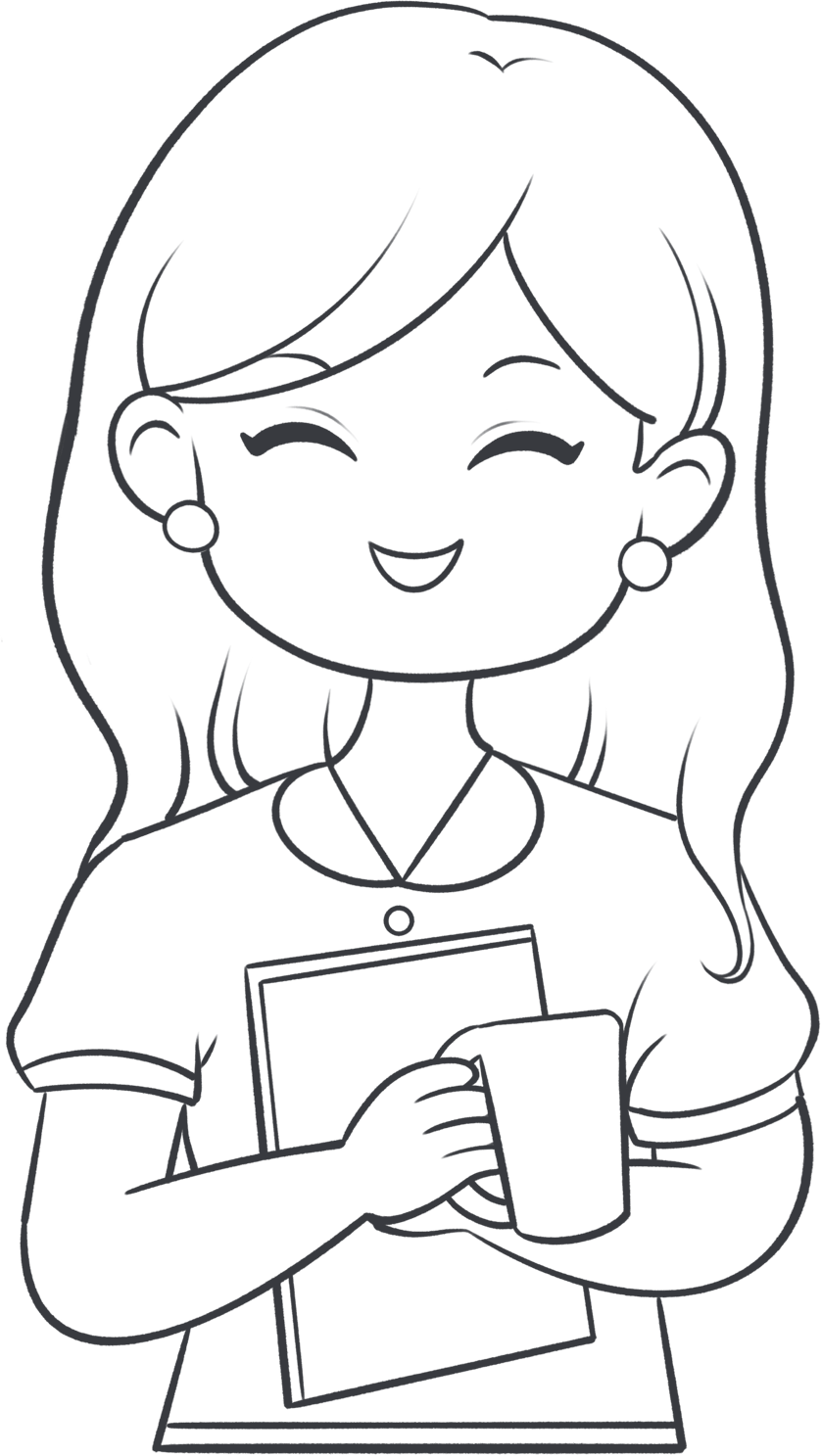 女生职业办公人事线稿