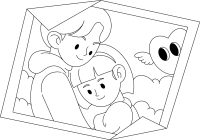 情侣合影相框线稿