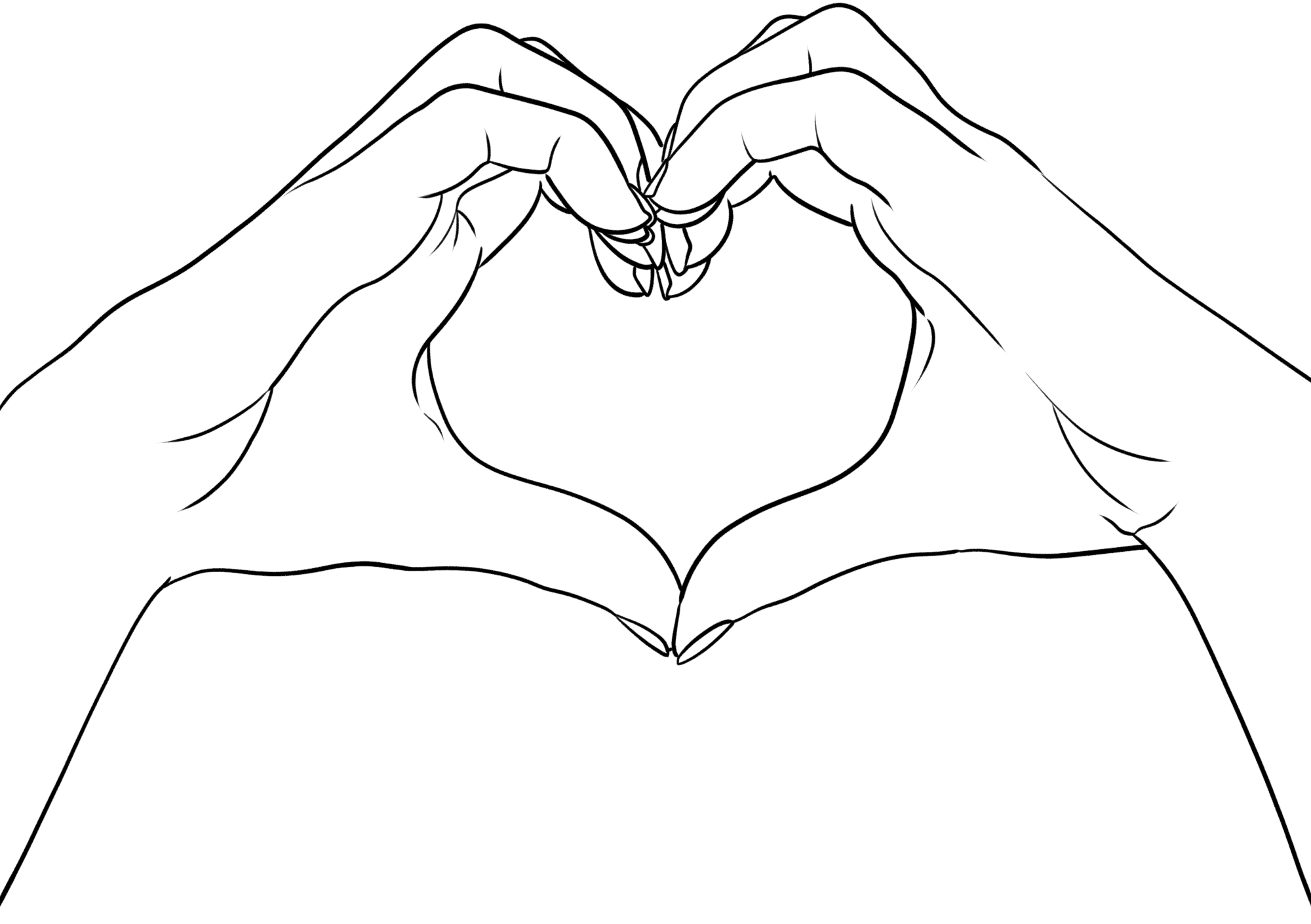 双手比心爱心线稿