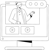 网课线上教育办公线稿