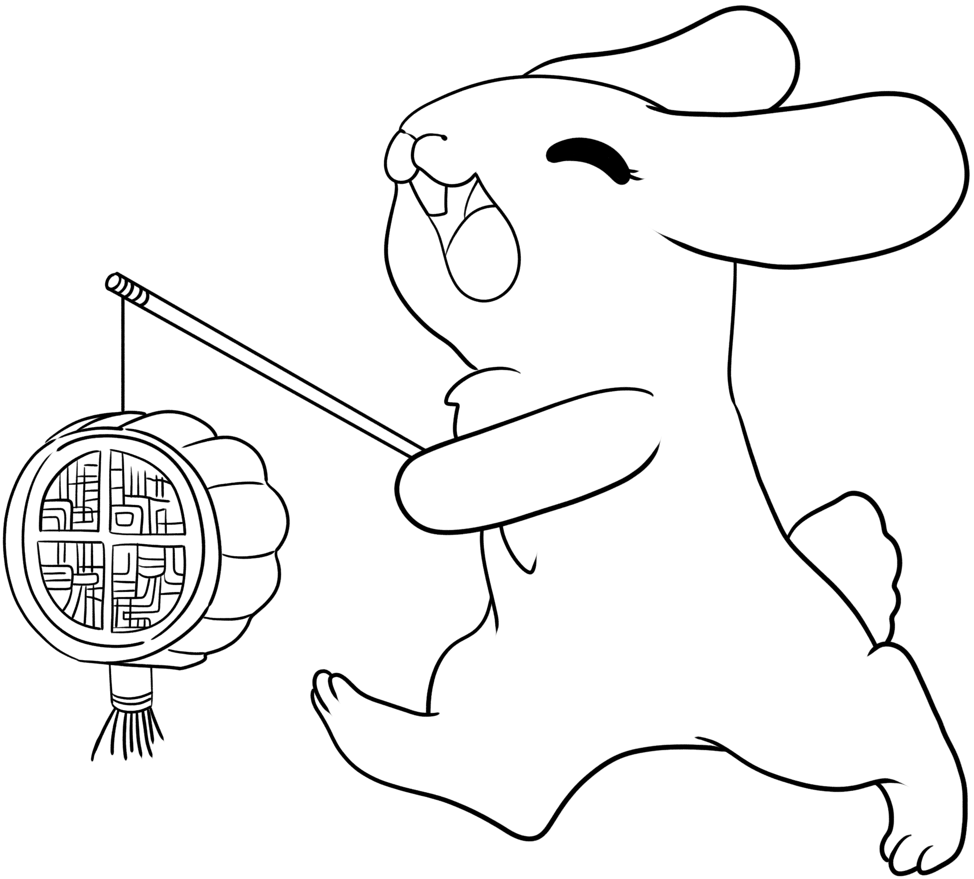兔子提月饼中秋节线稿