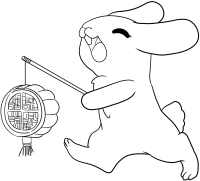 兔子提月饼中秋节线稿