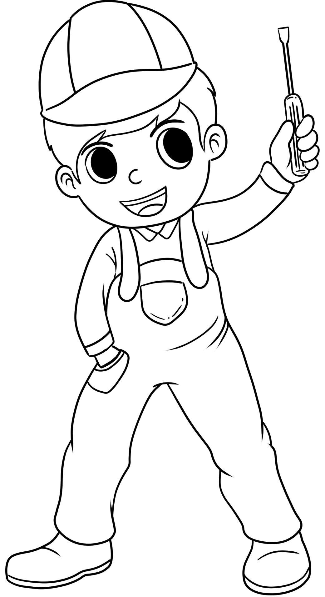 维修工简笔画线稿