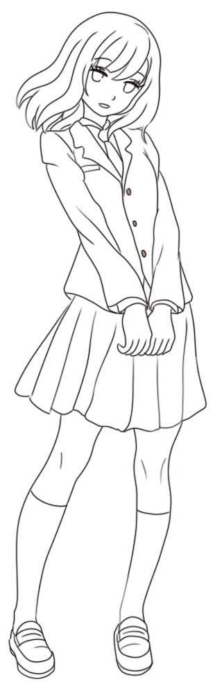卡通女孩线稿