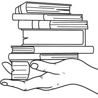 黑白手捧书线稿