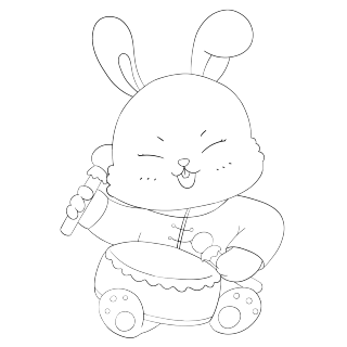 兔年新年卡通兔子线稿