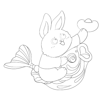 兔年新年锦鲤兔子形象线稿