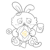 可爱兔年新年形象线稿