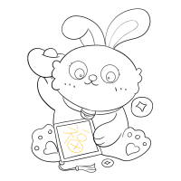 卡通兔年新年形象线稿