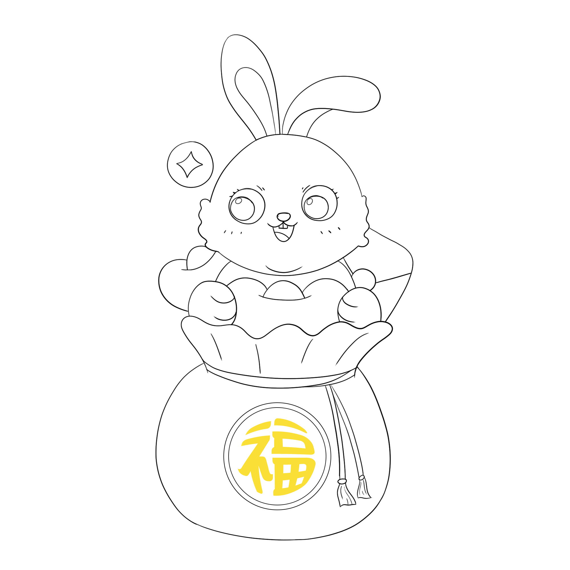 卡通兔年新年形象线稿