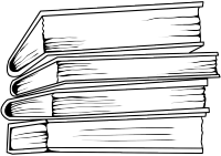 黑白简笔画书本一摞书线稿